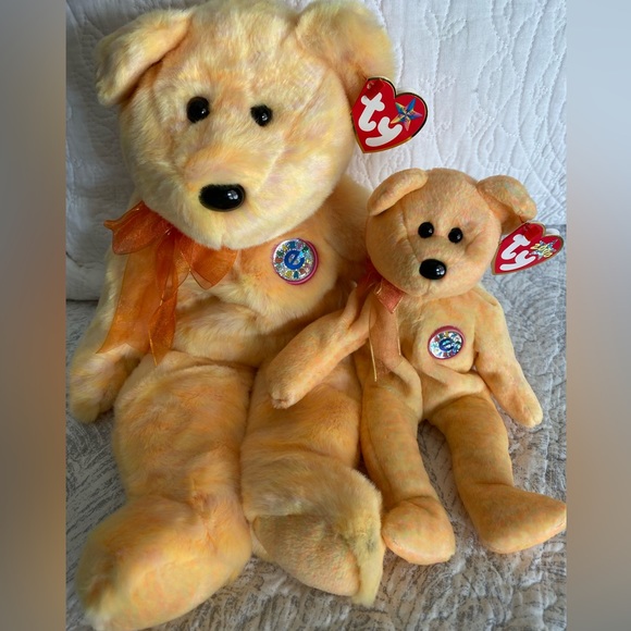 🧡 RETIRED MATCHING SET. Beanie BUDDY Bear “Sunny” & Beanie BABY Bear “Sunny”. - Picture 1 of 16